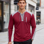 KZZ Men's drawstring waffle color-blocked long-sleeved plus-size casual sports style sweatshirt