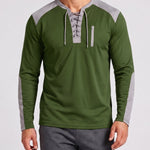 KZZ Men's drawstring waffle color-blocked long-sleeved plus-size casual sports style sweatshirt