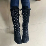 Women's Lace-Up Chunky Knee High Boots