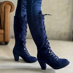 Women's Lace-Up Chunky Knee High Boots