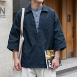 Japanese Plaid Paneled Layered Three Quarter Sleeve Shirt