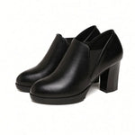 Women's Round Toe Block Heel Slip-On Shoes