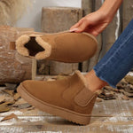 Women's Fuzzy Collar Slip-On Ankle Boots