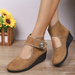 Women's Rhinestone Buckle Wedge Ankle Boots