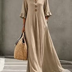 Valeria | Cotton midi dress with V-neck and ruffles