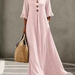 Valeria | Cotton midi dress with V-neck and ruffles