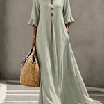 Valeria | Cotton midi dress with V-neck and ruffles