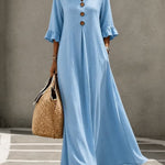 Valeria | Cotton midi dress with V-neck and ruffles