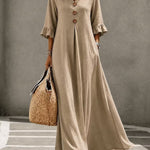 Valeria | Cotton midi dress with V-neck and ruffles