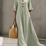 Valeria | Cotton midi dress with V-neck and ruffles