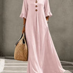 Valeria | Cotton midi dress with V-neck and ruffles