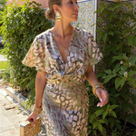 Virginia | Printed Midi Dress in Copper Tones