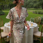 Virginia | Printed Midi Dress in Copper Tones