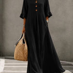Valeria | Cotton midi dress with V-neck and ruffles