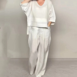 Women's Asymmetric V Neck Two Piece Set