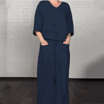 Women's Asymmetric V Neck Two Piece Set