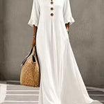 Valeria | Cotton midi dress with V-neck and ruffles