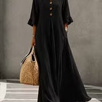 Valeria | Cotton midi dress with V-neck and ruffles