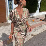Virginia | Printed Midi Dress in Copper Tones