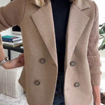 Lapel Button-Down Knit Sleeve Casual Jacket