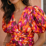 Carla | Floral Midi Dress with Puff Sleeves