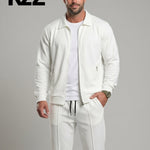 KZZ Men's Stylish Casual Waffle-Knit Business Jacket Suit