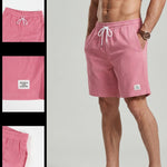 KZZ Men's Solid Patched Drawstring Waist Shorts