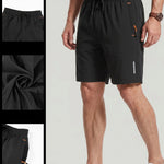 KZZ Men's Solid-Color Athletic Shorts with Zipper Pockets