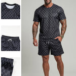 KZZ Men's Crew Neck Short-Sleeve T-Shirt and Shorts Set
