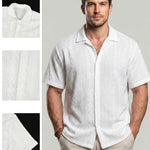 KZZ Men's Solid Coffee-Colored Short-Sleeve Shirt