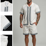 KZZ Casual Vacation Short-Sleeve Shirt and Shorts Set