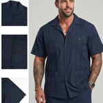 KZZ Men's Short-Sleeve Collared Shirt