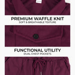 KZZ Men's Business-Casual Waffle-Knit Short-Sleeve Shirt and Shorts Set