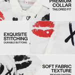 KZZ Fashion lip print white collared shirt