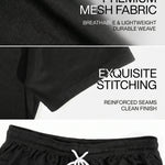 KZZ Men's  Letter Print Round Neck Shortsleeve Tee & Drawstring Waist Shorts Set