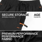 KZZ Men's Solid-Color Athletic Shorts with Zipper Pockets