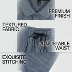 KZZ Men's Solid-Color Polo Shirt and Drawstring-Waist Shorts