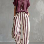 Cozy Loose-fit Striped Faux Cotton-linen Two-piece Set