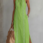 Claire | Robe midi en lin à col mao