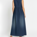 Karen | Vintage Washed Denim Maxi Dress with Soft Cotton Touch
