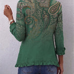Jacinta | Veste en Cachemire Verte avec Volants