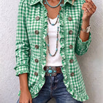 Julia | Gingham Check Jacket with Ruffles and Buttons