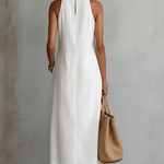 Claire | Robe midi en lin à col mao