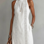 Claire | Robe midi en lin à col mao