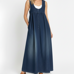 Karen | Vintage Washed Denim Maxi Dress with Soft Cotton Touch
