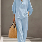 Maribel | Set with Batwing Sleeves and Wide Pants