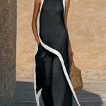 Elegant Irregular Sleeveless Top and Wide-Leg Pants Two-Piece Set