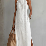 Claire | Robe midi en lin à col mao
