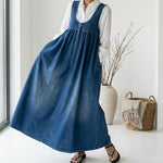Karen | Vintage Washed Denim Maxi Dress with Soft Cotton Touch