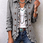 Julia | Gingham Check Jacket with Ruffles and Buttons